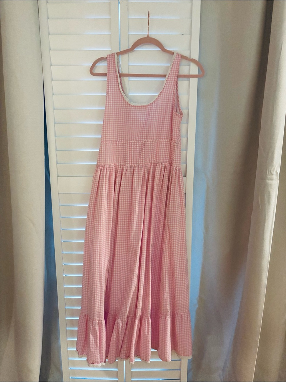 Pink Gingham Sleeveless Midi Dress - Picture 3 of 3